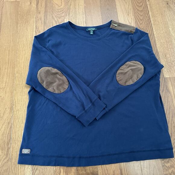 Lauren Ralph Lauren Tops - LRL Ralph Lauren Equestrian Women's Medium Shirt Long Sleeve Top Navy‎ Suede 3X